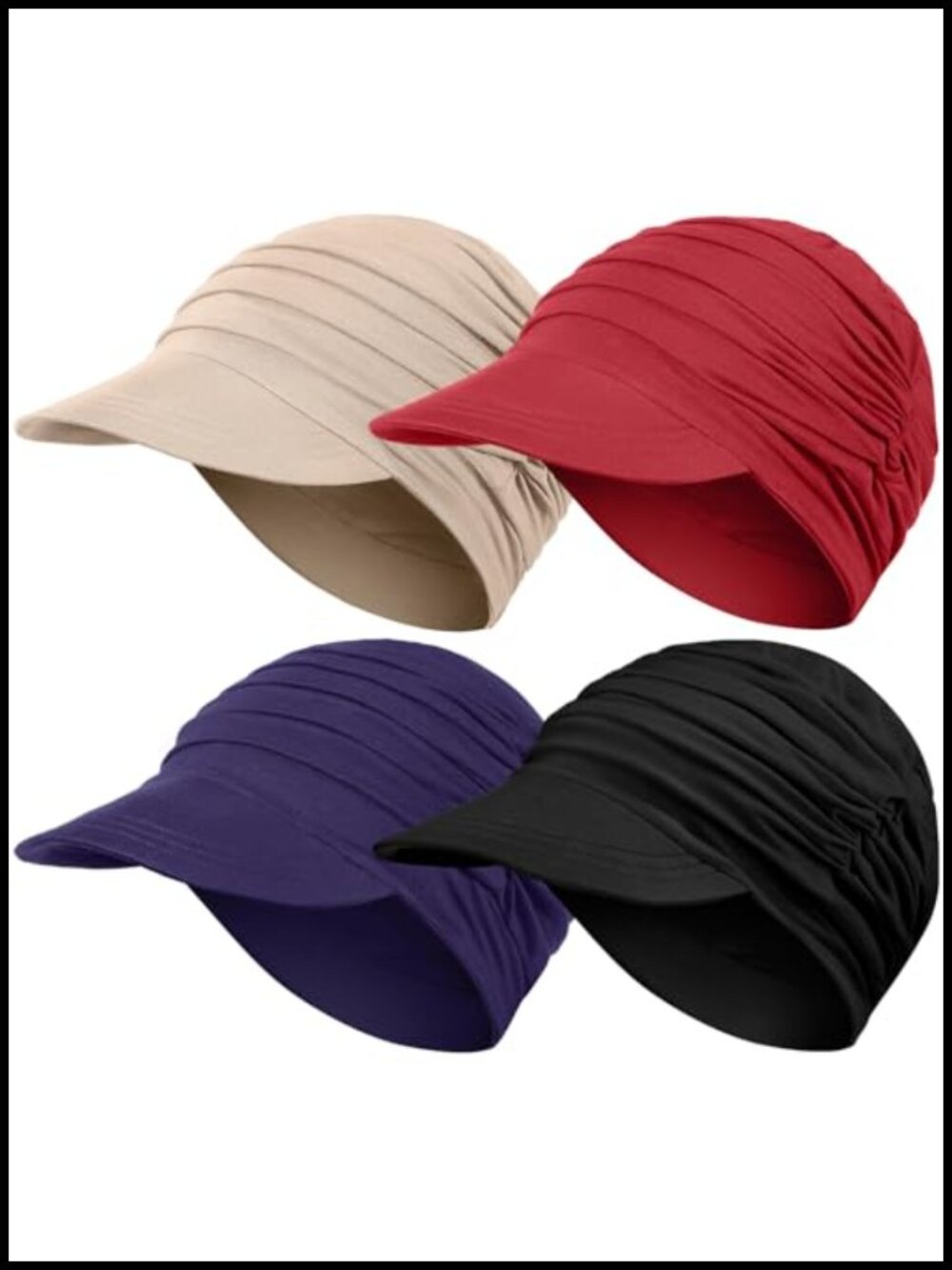 4 Pc Cotton Spandex Slouch Newsboy Caps Chemo Hair Loss Women